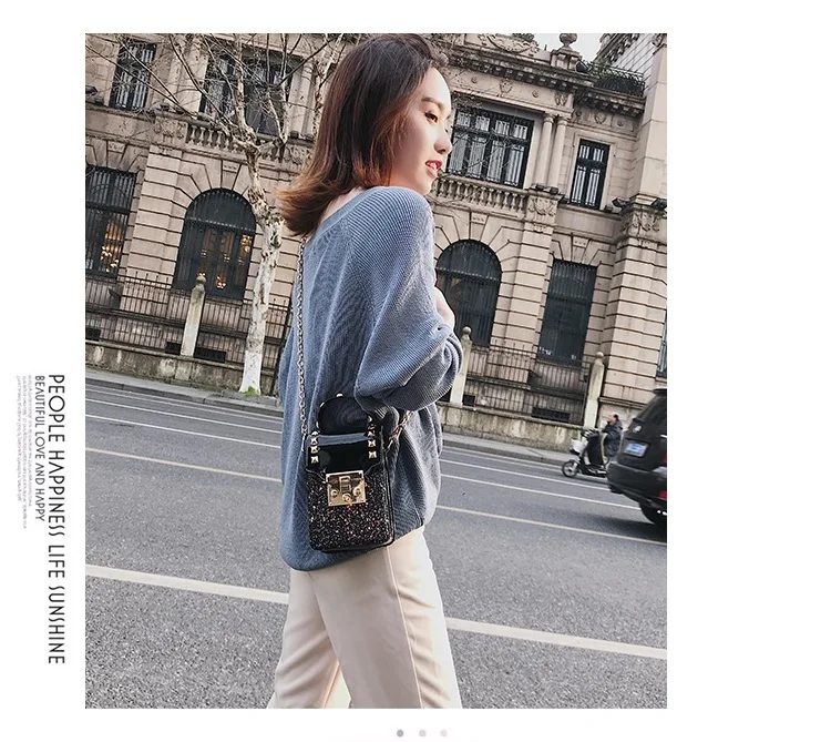 Yuhua, Новые повседневные женские сумки, сумка на цепочке с заклепками, трендовая Корейская версия сумки на плечо, модная женская сумка-мессенджер
