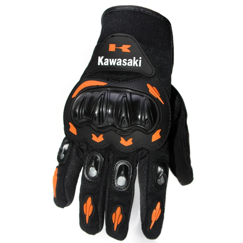 Kawasaki Full Finger Guantes Motorcycle Gloves Red Orange Colors