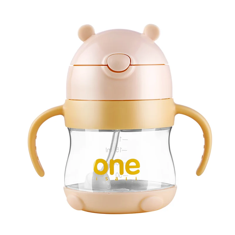 

320ml Feeding Bottle for children baby Tritan Straw Cup water Bottle with handle anti-fall gravity ball drinking Cups Bottles