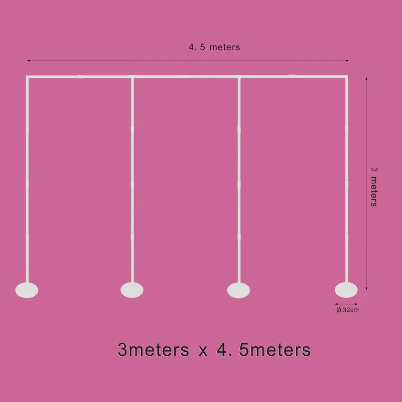 2,7x4 м/3x4,5 М Рамка для свадебных декораций фоновая настенная подставка, воздушные шары арки, вечерние принадлежности, занавески, фоновая стойка - Цвет: Height 3m Width 4.5m