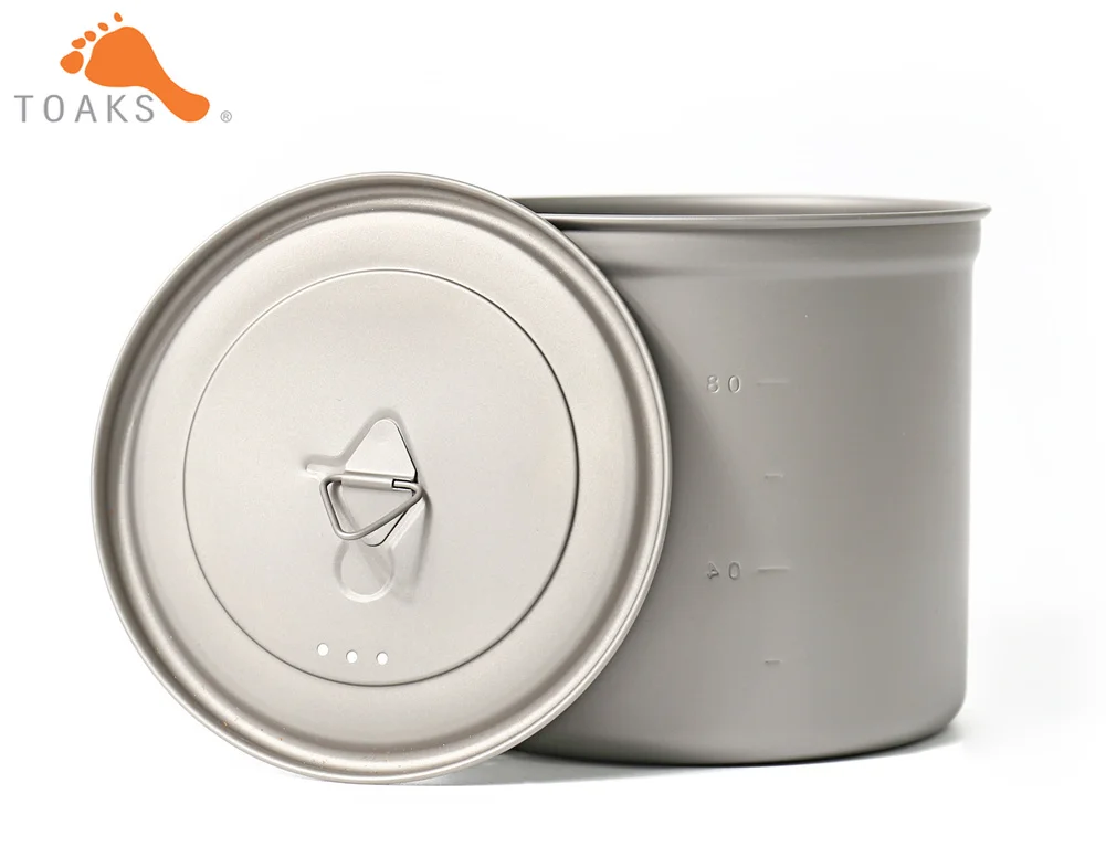 TOAKS POT-1100 puro titanio ultraligero al aire libre con tapa y mango plegable Camping vajilla 1100 ml 136G
