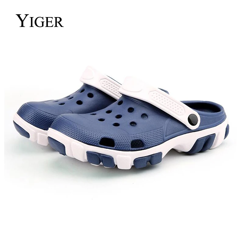 YIGER/Новые мужские шлепанцы Классическая обувь с отверстиями мужская пляжная обувь повседневные Нескользящие сандалии на толстой подошве и летняя садовая обувь 0050 г