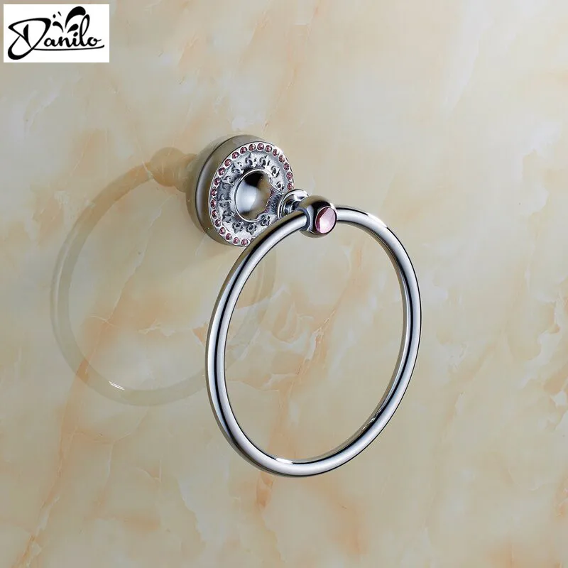 Кольцо для полотенец из нержавеющей стали и кристалла хромированный круглый для ванной с настенным креплением кольцо для полотенец