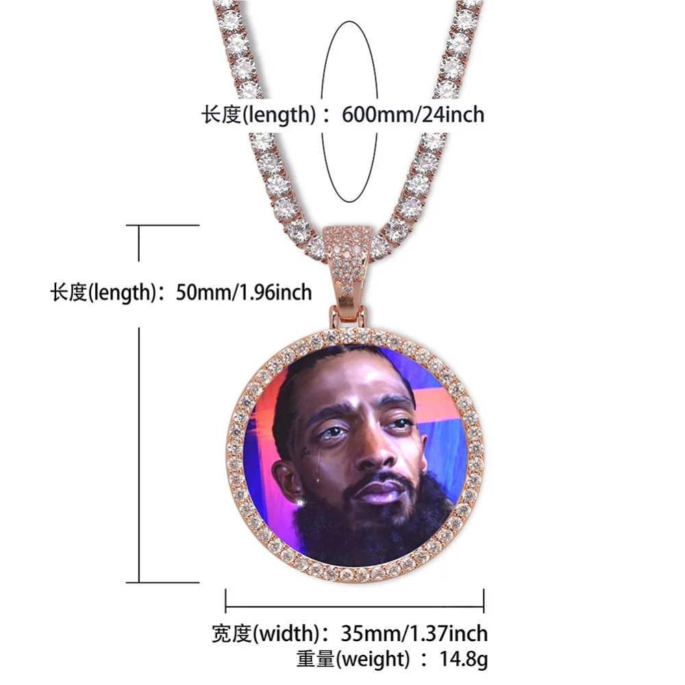 Online Nuevos medallones de memoria de foto personalizados COLLAR COLGANTE macizo con cadena de tenis joyería de Hip Hop Cadena de zirconia cúbica personalizada regalo