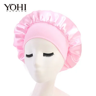 Новая модная Роскошная широкая Женская кепка chemo beauty салонный берет для ночного сна сатиновая скатерть дамская шляпа без полей - Цвет: Розовый