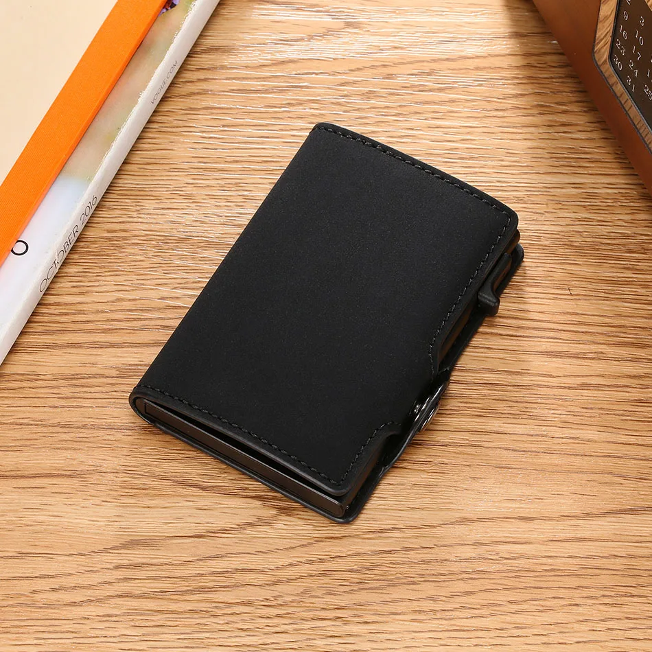 Rfid Carbon Fiber Leather Men Wallets Slim Thin Card Holder Wallets Money Bags Purse Black Small Mini Personalized Wallet Male