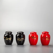 Еды, конфет банка для чая Античная Глазированная керамическая контейнеры для чая для хранения канистра закрытые бутылки бак банку обувь черного и красного цвета на свадьбу использовать чай горшок H004