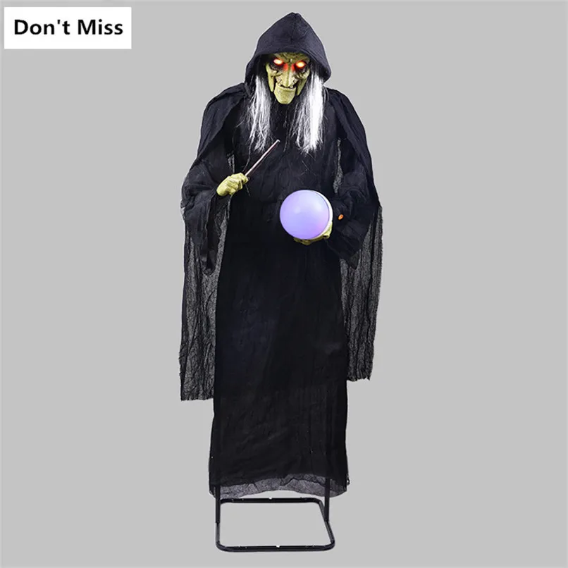 

Halloween Horror Decoration Big Size Standing Witch Glowing Eyes Prank Ghost for Haunted House Halloween Horror Electric Toy
