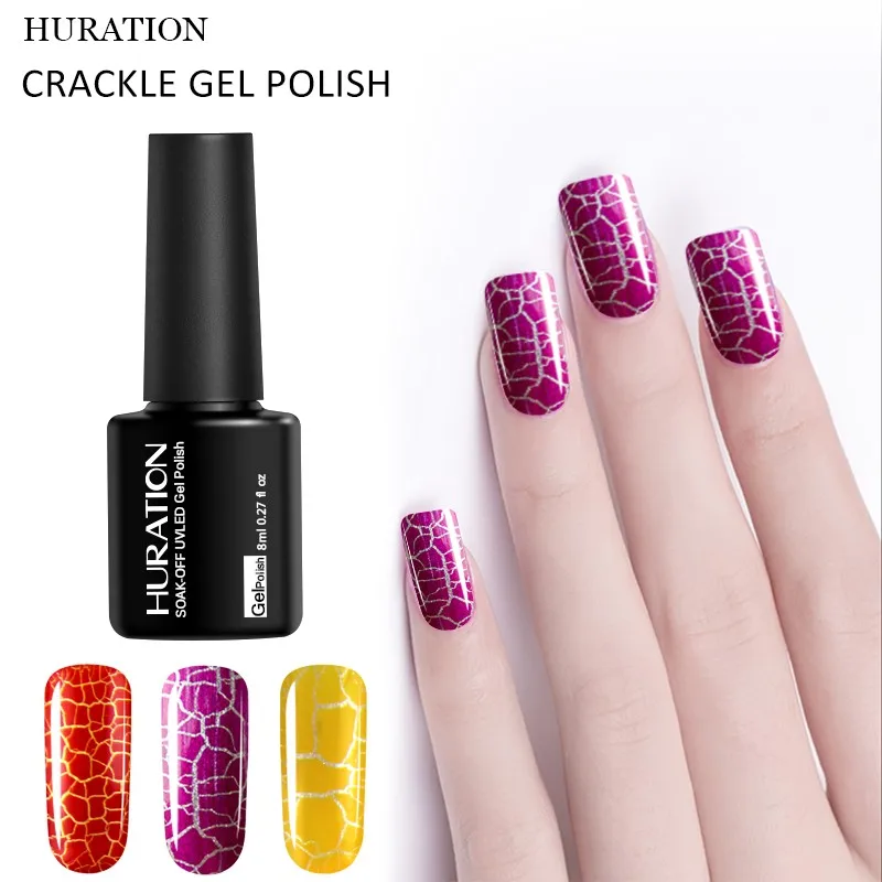 

Huration Crack Nail Art Design Gel Lacquer Color Shatter Nail Gell Polish Cracking Soak UV LED Lamp Adhesive Fission Gel Varnish