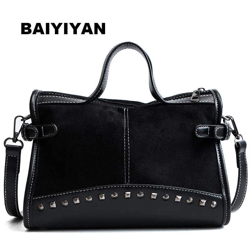 

New Casual Women Leopard Tote Bags Vintage High Quality Shopping Bag Shoulder Bag Rivet Boston Handbag