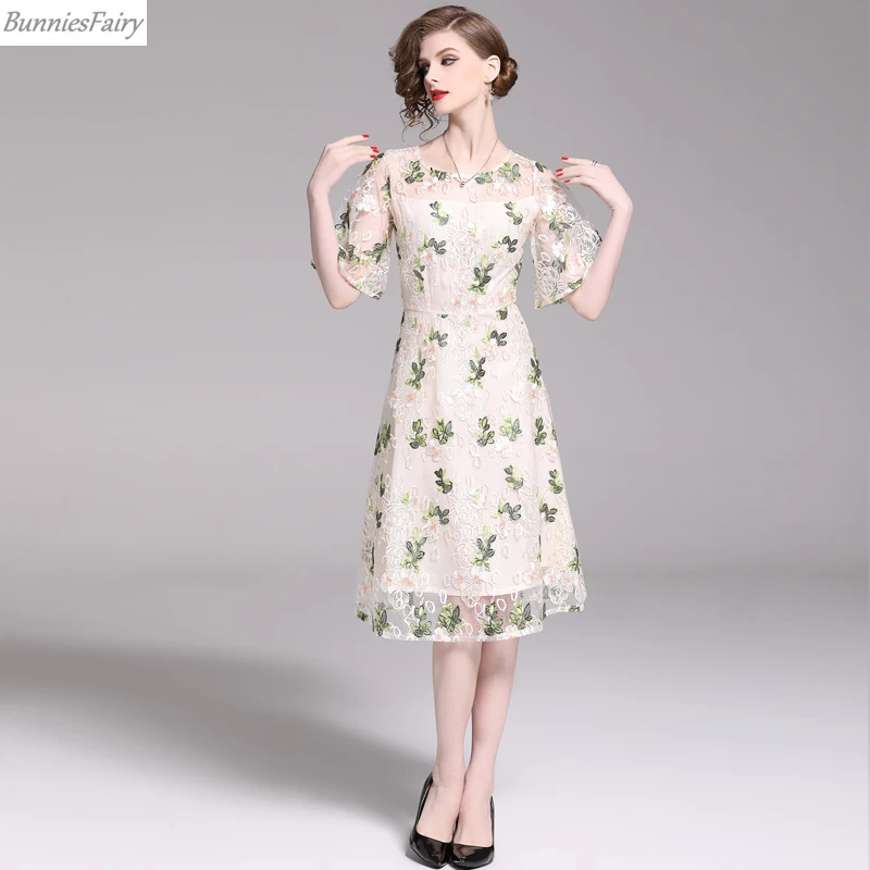 BunniesFairy 2019 летние женские элегантные свежие цветы зеленые листья Цветочная