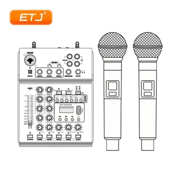 

Bluetooth USB Audio DJ Mixer Karaoke Microphone 2 Wireless Microphone 48V Phantom Power MP3 Live Singing Handheld Microphones