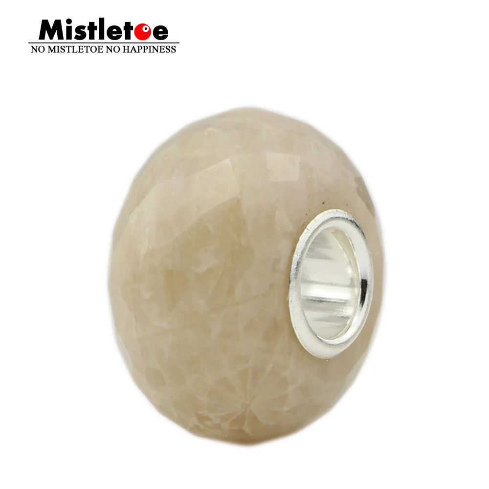 

Mistletoe 925 Sterling Silve Faceted And Smooth Natural Stone Charm Bead Fit European Bracelet Jewelry