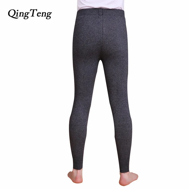 QingTeng мужские длинные леггинсы из мериносовой шерсти зимнее теплое термобелье