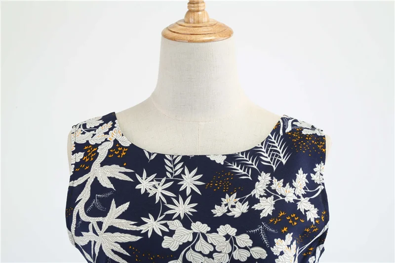 Kostlich 2018 Summer Hepburn Vintage Dress V-Neck Floral Print Dresses Women Big Swing Dress Plus Size S-2XL With Sashes Bow (36)