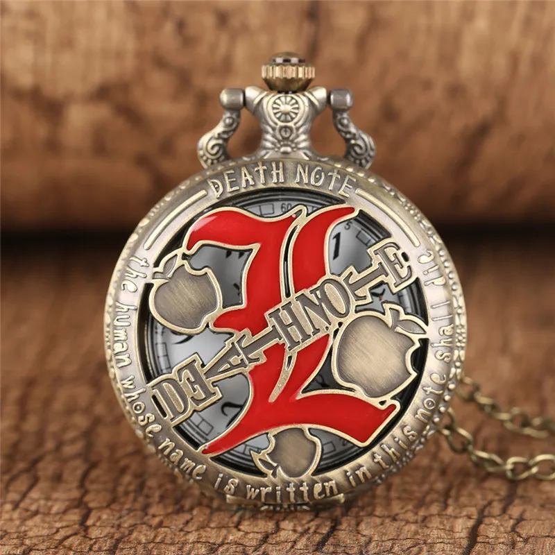 

Death Note Vintage Pocket Watch Roman Number Dial Men Copper Cool Steampunk Full Hunter Necklace Fashion Fob Watch Japan Anime