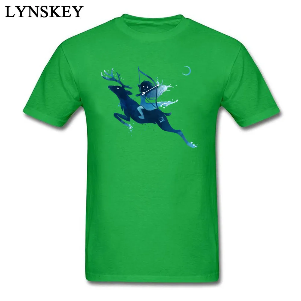 Funny Printing Autumn Elf Archer Short Sleeve T-Shirt 100% Cotton Round Collar Male Tops T Shirt Slim Fit Tee-Shirts Elf Archer green