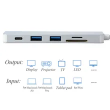 Полностью соответствует концентраторы USB Тип C USB 3,0 к 2xusb 3,0 5in1 Hub адаптер SD TF Card Reader для компьютера# ZS