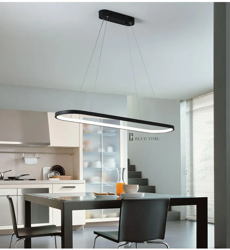 Черно-белая современная светодиодная подвесная люстра Потолочная люстра освещение 120 см 90 см 69 см для столовой гостиной кухни