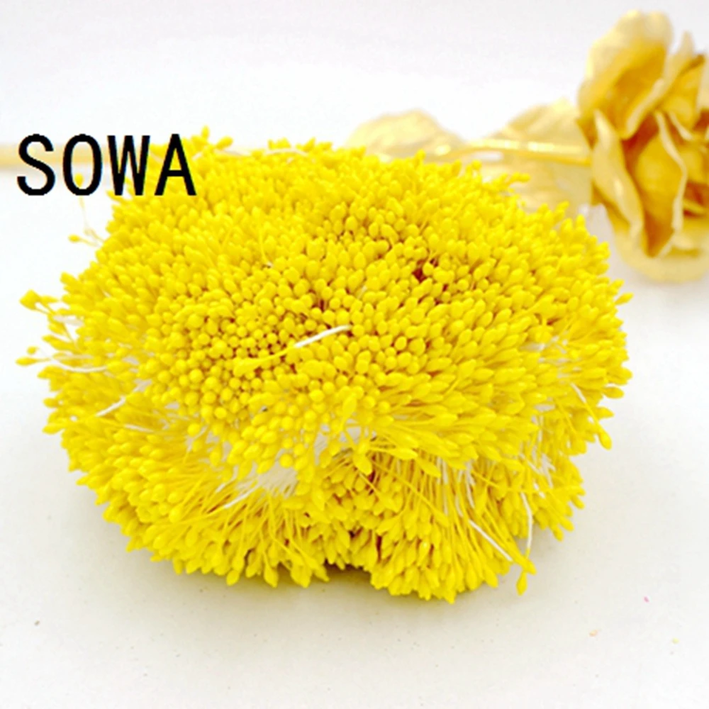 

Free shipping 1mm 1800pcs/Lot Double Heads Yelloow Color Flower Pearl Stamen Cake Decoration Craft DIY