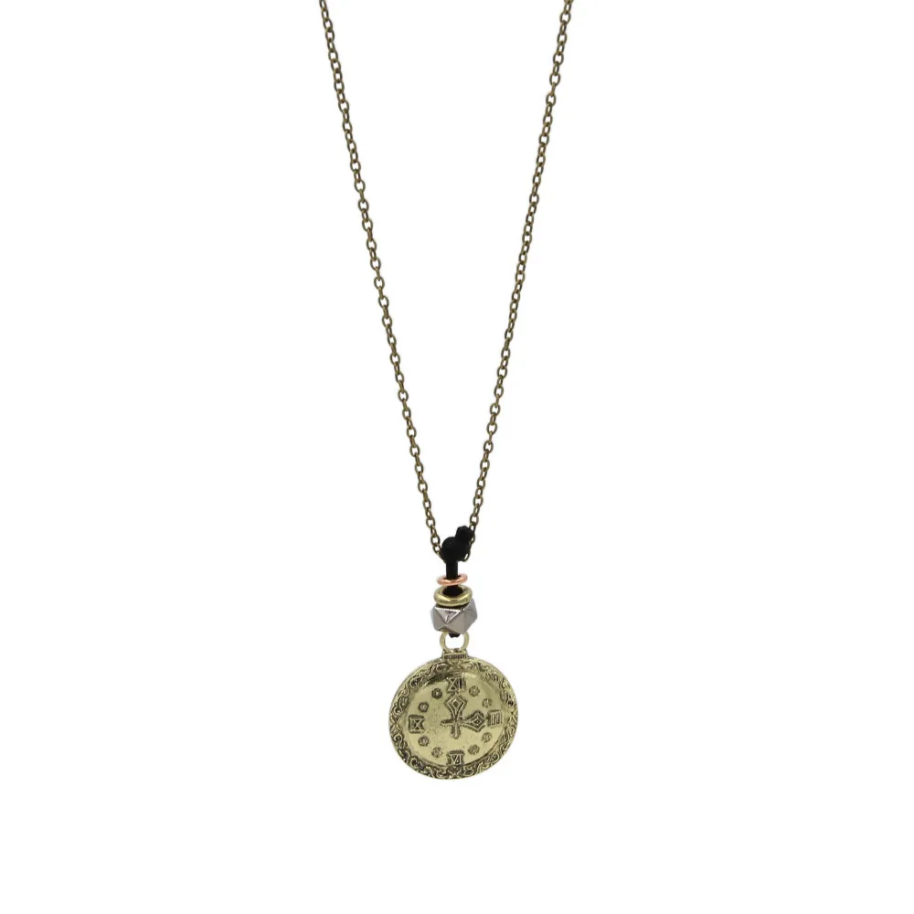 

STRATHSPEY Fashion Women Vintage Dress Accessories Thin Link Chain Metal Alloy Long Clock Pendant Necklace Jewelry For Girl Gift