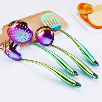 

1pc Cookware Colourful Stainless Steel Kitchen Cooking Tools Spatula Frying Spade Soup Spoon Cooking Utensils Kitchenware