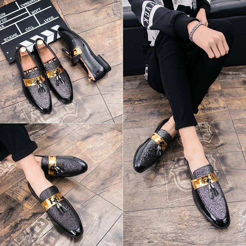 

2019 Man Leather England Nightclub Leather Fashion Hot Selling Dress Leather Shoes Leather Casual Shoes Men