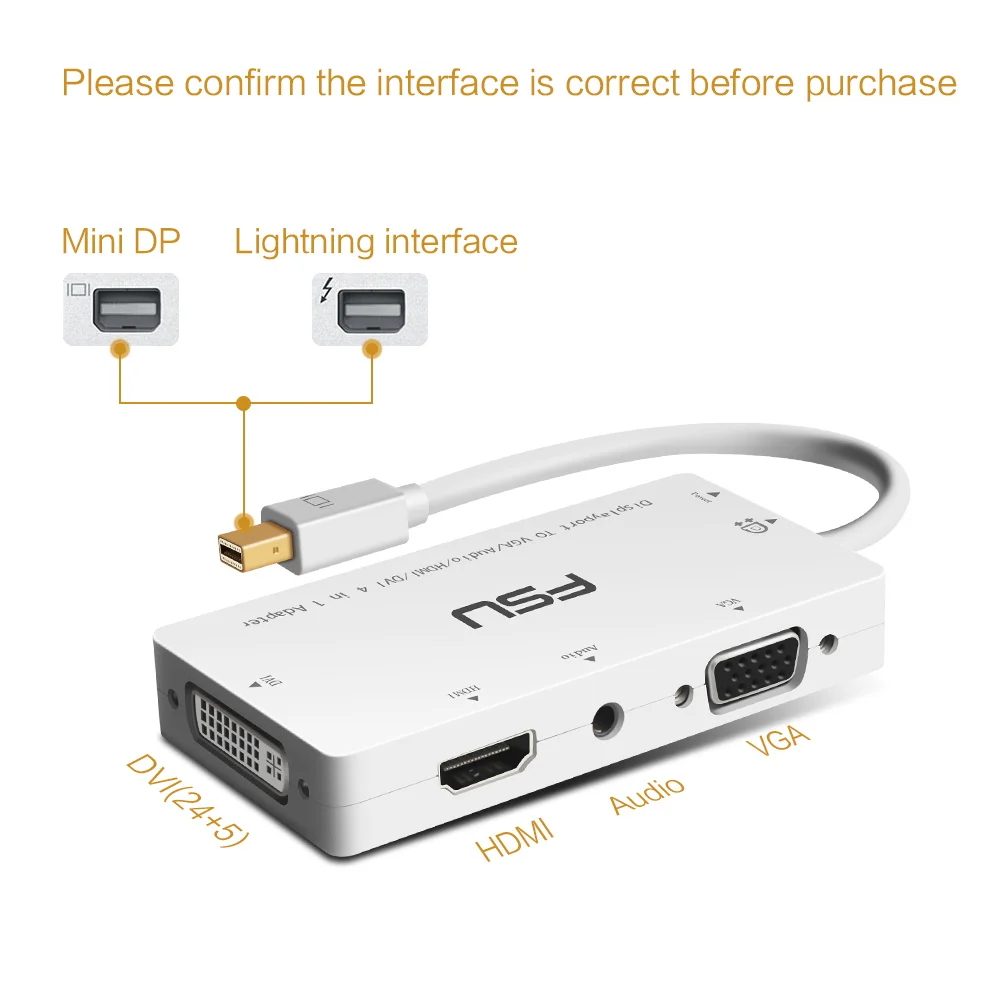 Аудио адаптер DUPILINK Mini DP к HDMI VGA DVI мини DisplayPort Thunderbolt конвертер Видео Для iMac MacBook Pro