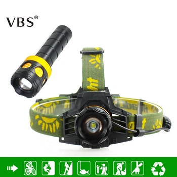 

LED Headlamp And Flashlight Double Function Cree XML-T6 Waterproof 2000LM Rechargeable 18650 Headlight 3 Modes Zoomable Torch