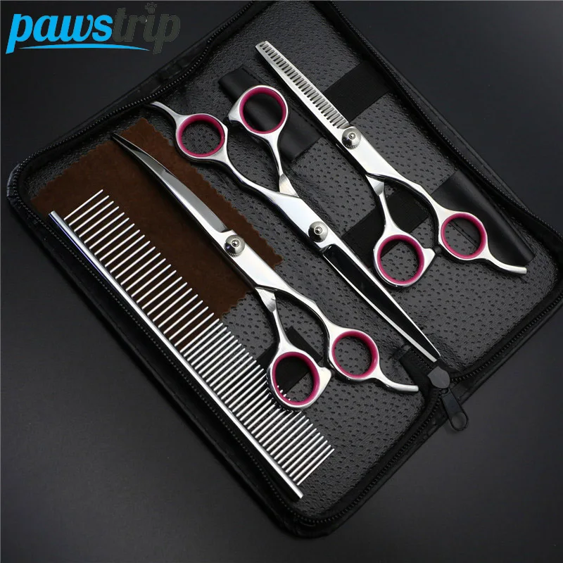 

pawstrip 7 inch Professional Pet Scissors Dog Grooming Scissors Set Kit Dog Shears Hair Cutting Thinning Curved Scissors For Dog