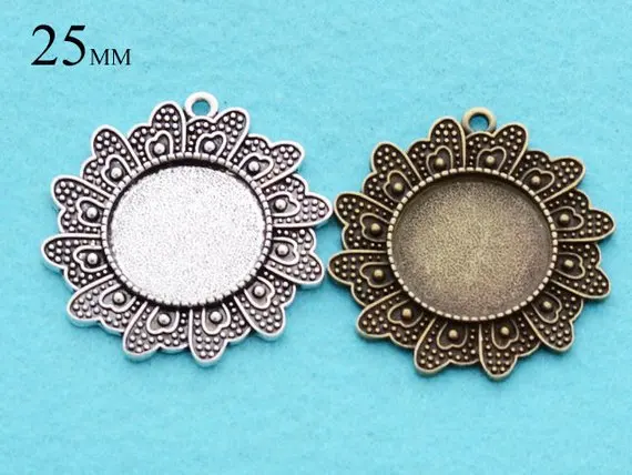 25 Pieces 25mm Pendant Tray Blanks Glass Cabochon Setting Fairy Wing Bezeltheof | Украшения и аксессуары
