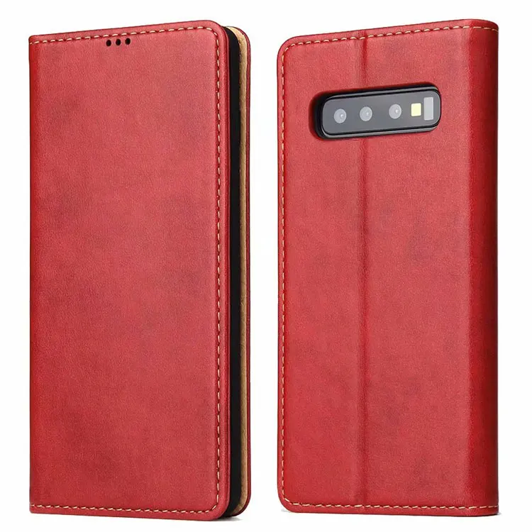 red Кожаный кошелек, сумка для чехол samsung galaxy S10 кожаный чехол для samsung galaxy S10 плюс Чехол coque кожи S10e fundas - Цвет: red