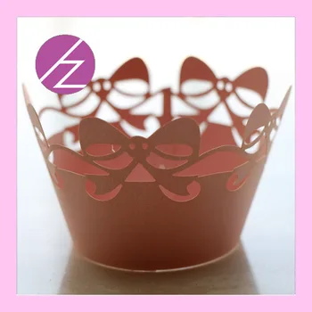 

50pcs Bowknot Laser Cut Cupcake Wrappers Pearl Paper Cup Cake Wedding Gift Box Birthday Party Favor Baby Shower Cake Cup Decora