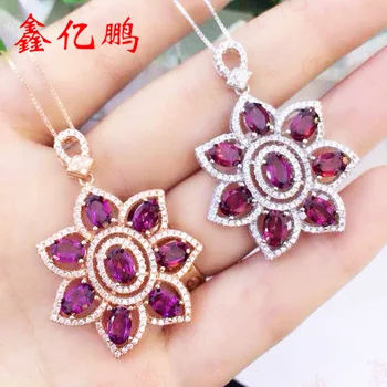 

925 sterling silver with natural pyrope pendant female