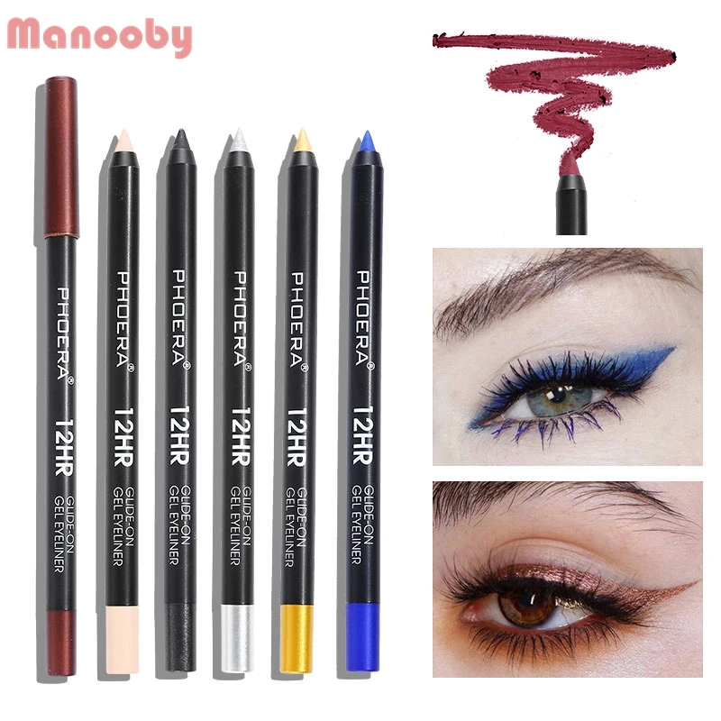 Manooby 12 Color Eyeliner Liquid Waterproof Easy To Wear Make Up Matte Eye Liner Black Red Green