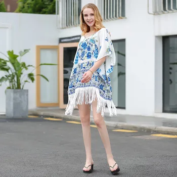 

Womens Tops and Blouses Beach Cover Up Saida De Lace Clothing 2019 Printed Chiffon Blouse Print Chiffon Blouse Summer Shirt