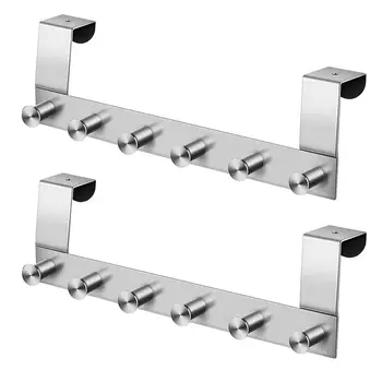 

2pcs Multi Functional Wall Hooks Stainless Steel Wall Mounted Coat Hanger Hook Over The Door Rail Hook Rack for Bathroom Kitchen