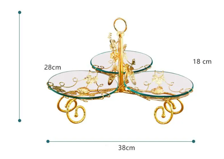 Европейская роскошная стеклянная Фруктовая тарелка Современная Гостиная тарелка для сухих фруктов креативный дом dim sum тарелка многослойная подставка для торта LM3211607