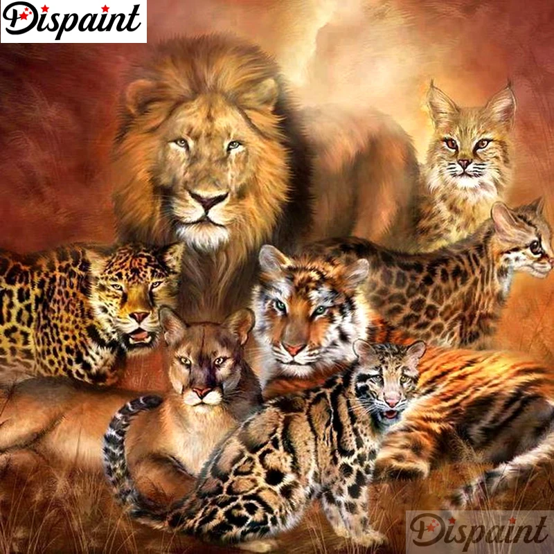 

Dispaint Full Square/Round Drill 5D DIY Diamond Painting "Lion tiger" 3D Embroidery Cross Stitch 5D Home Decor A10870