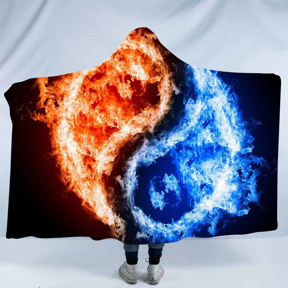 

Lannidaa Thick Warm Tai Chi Gossip Hooded Blanket Yin And Yang Poles Hoodie Blankets For Adults Kids Soft Warm Bed Throw Blanket