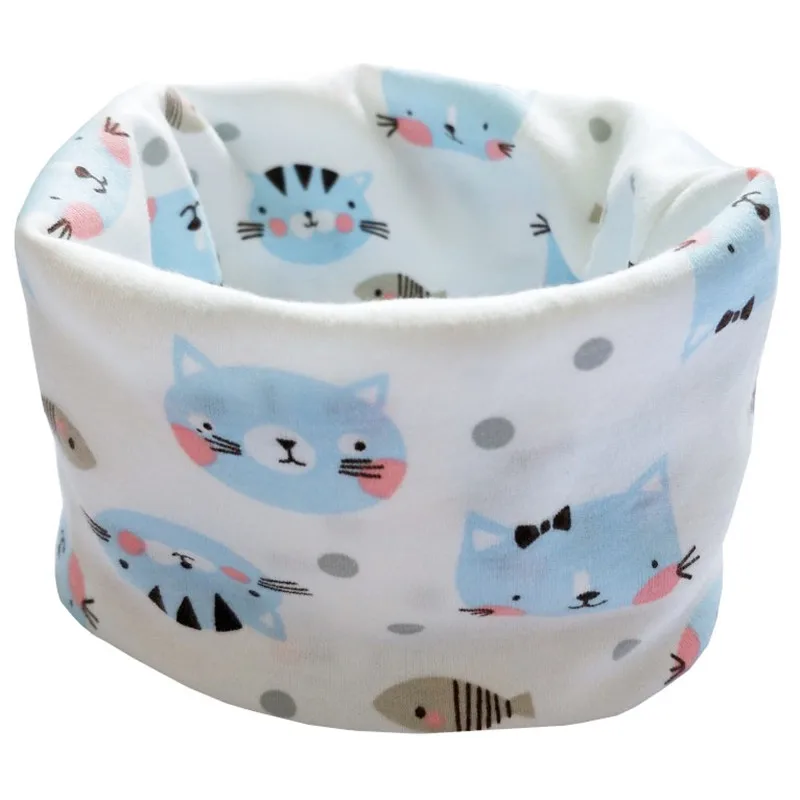 blue cat scarf Осень-зима детский хлопковый шарф для малышей и детей постарше шарф для девочек, для мальчиков шарф-хомут с круглым воротником для мальчиков и девочек с воротником Детский волшебный шейный платок - Цвет: blue cat scarf