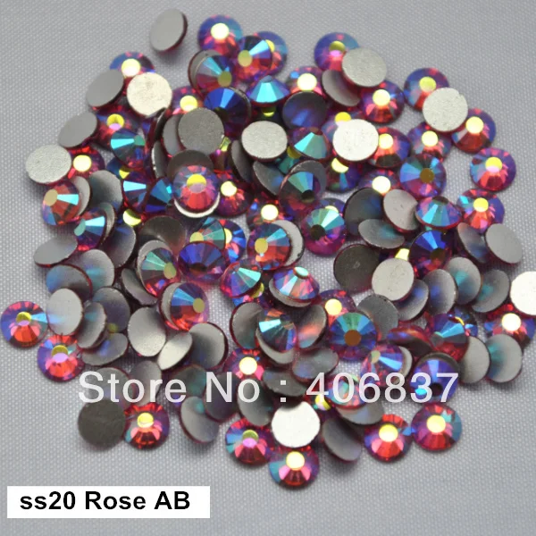 

Free Shipping! 1440pcs/Lot, ss20 (4.8-5.0mm) Rose AB Flat Back Non Hotfix Glue On Nail Art Rhinestones