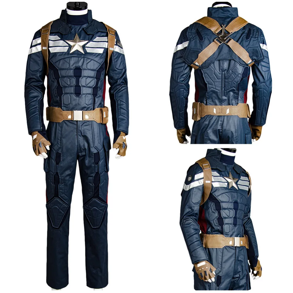 

2017 Avengers Captain America 2 Costume Steve Rogers Cosplay Costume Suit For Adult Men Halloween Carnival Costumes