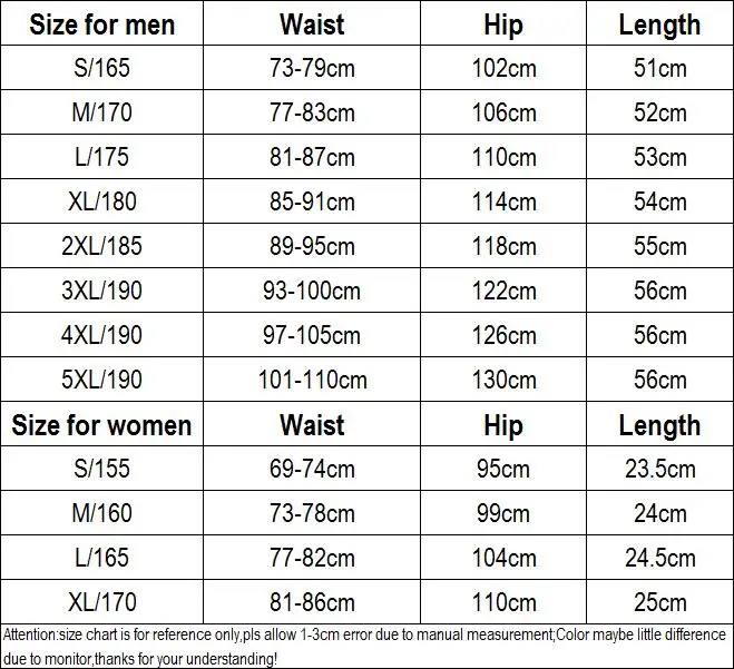 size for shorts