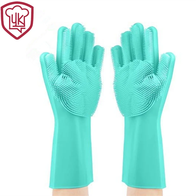 

1 Pair Scrubber Cleaning Gloves Magic Kitchen Gloves Silicone Household Gloves Dish Washing Gloves