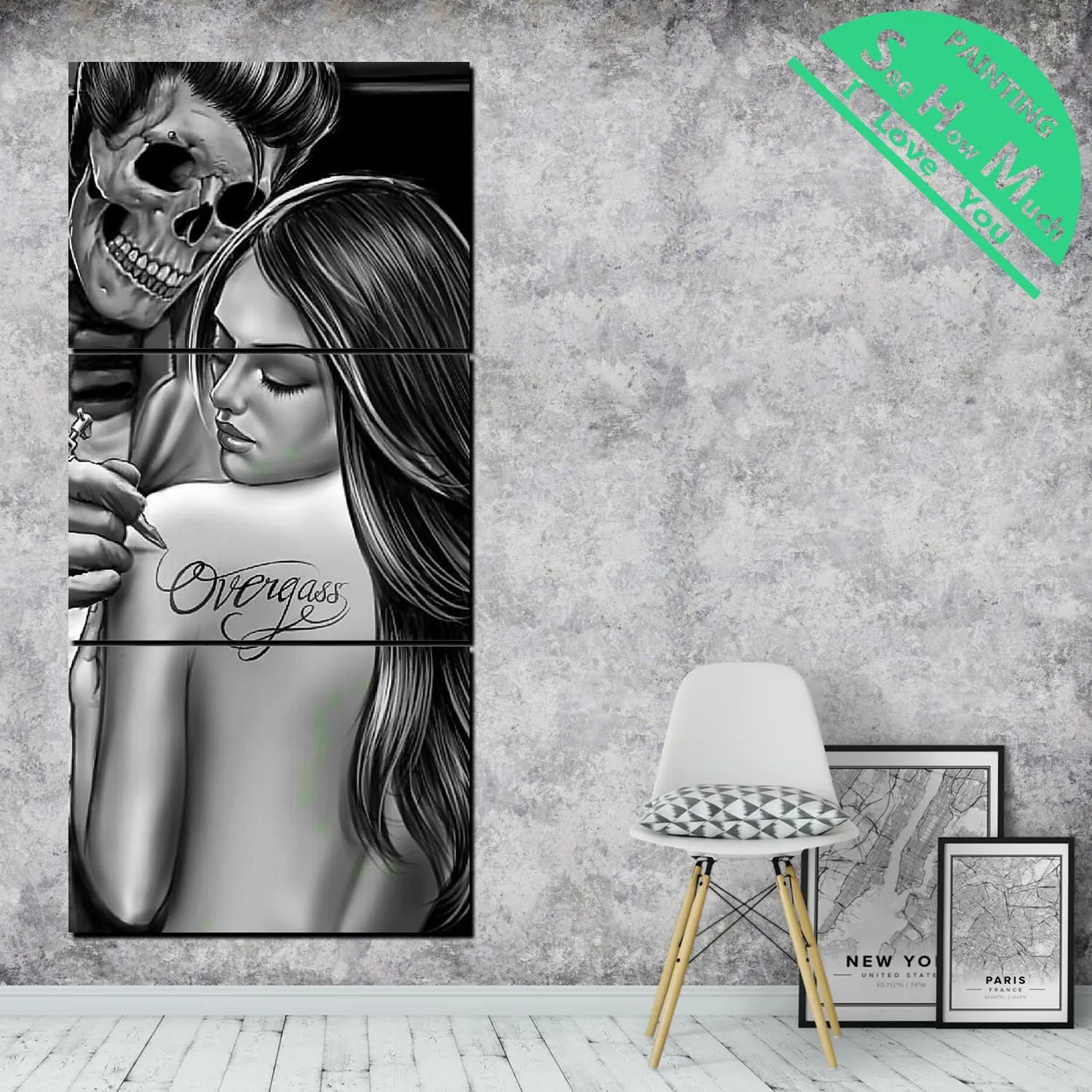 

3 Pieces Skull and Sexy Girl Modern Wall Pictures for Bedroom Print Canvas Painting Living Room Decor Home Decoration