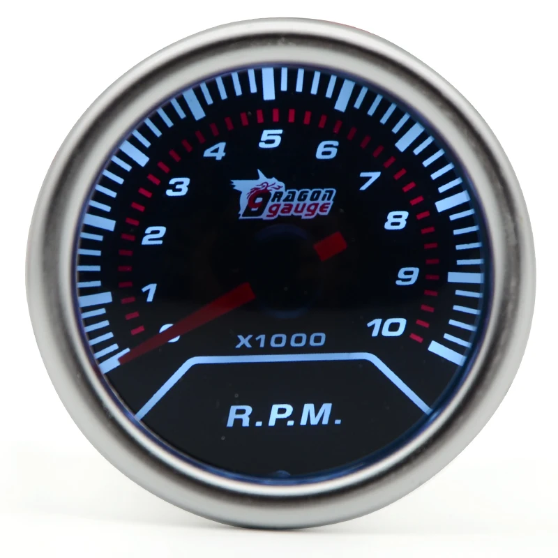 

2" 52MM Universal Tachometer Car Gauge 0-10000 Rpm Meter Auto White LED