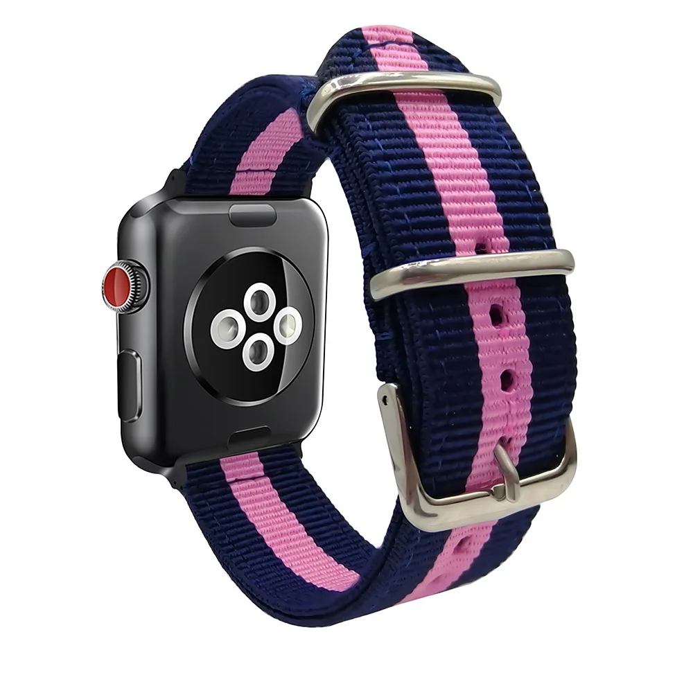 

Nylon Strap for Apple Watch Band 38mm 42mm Bracelet Smart Watch Strap 40mm 44mm for iWatch Series 1 2 3 4 Dark Blue Pink