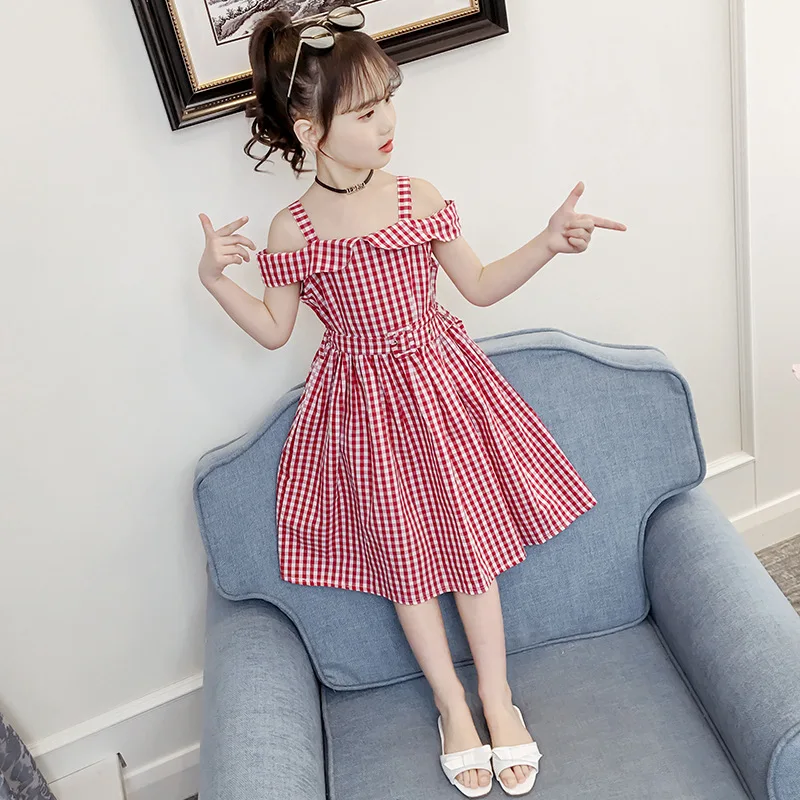 

Big Girls Plaid Dress 2019 Summer Sleeveless Elegant Princess Party Dresses 5 6 7 8 9 10 Years Kids Clothes