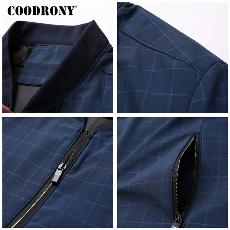 Куртка бомбер COODRONY с воротником стойкой мужская повседневная Уличная одежда в